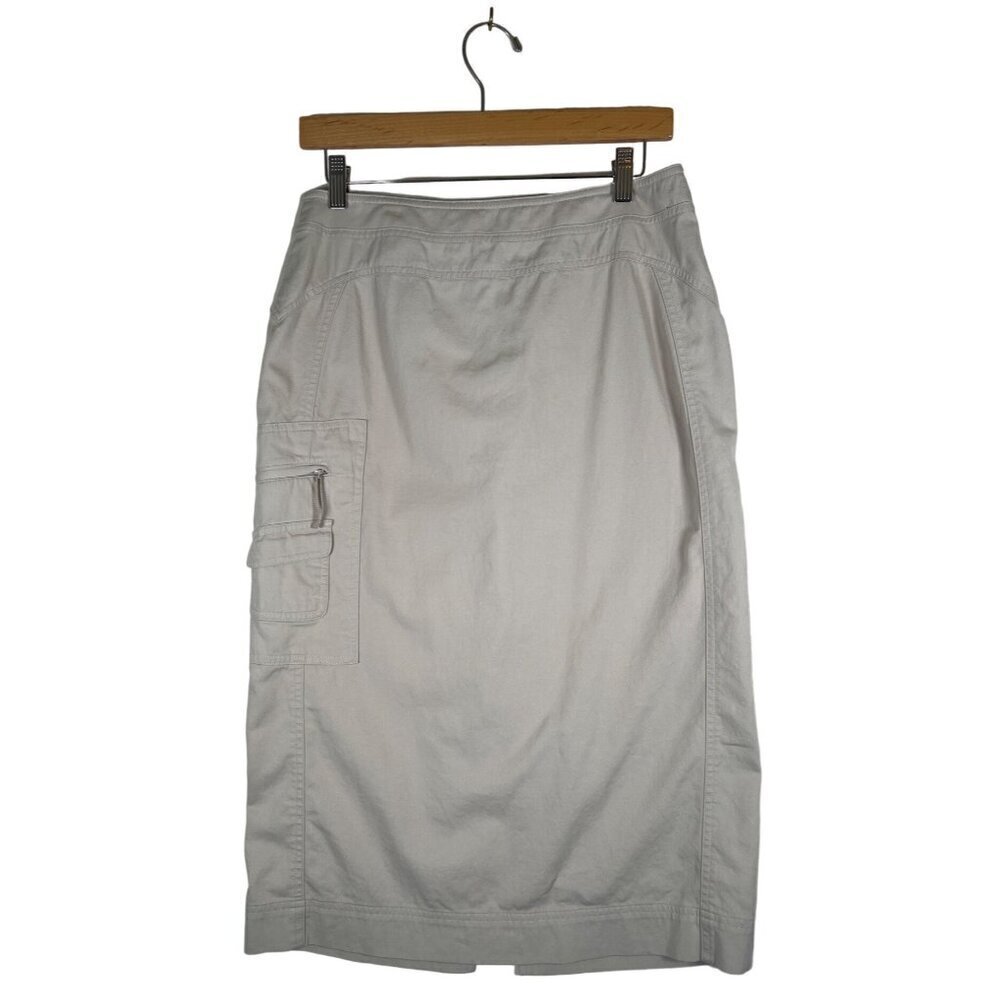 VTG 90s Faconnable French Designer Womens Size 6 Khaki Safari Skirt Cargo EUC